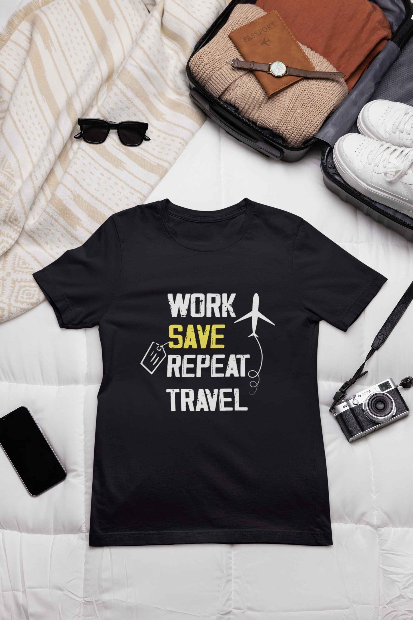 Work, Save, Repeat, Travel Classic Fit T-Shirt