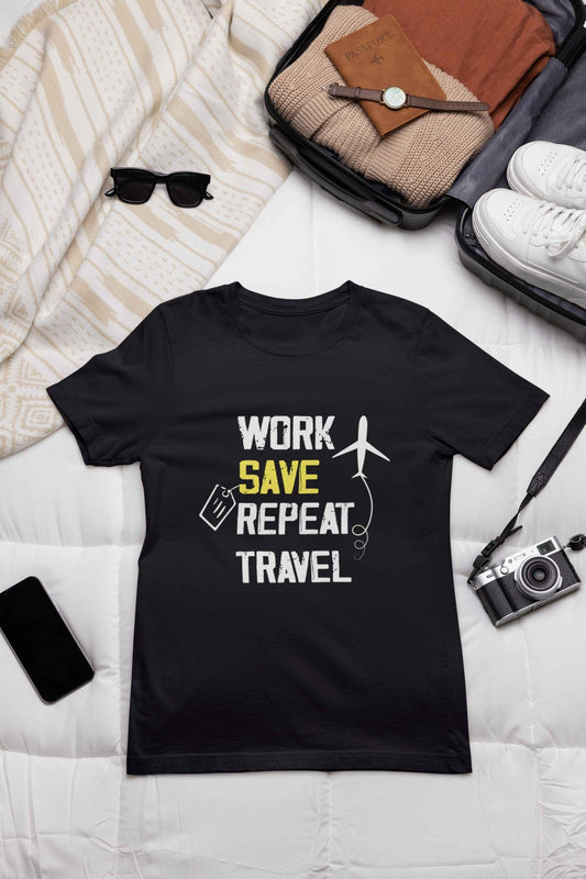 Work, Save, Repeat, Travel Classic Fit T-Shirt